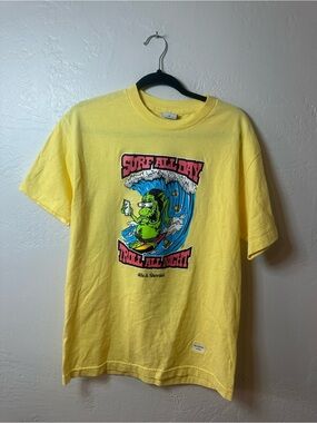 Yellow 'Surf All Day Troll All Night' Graphic Tee